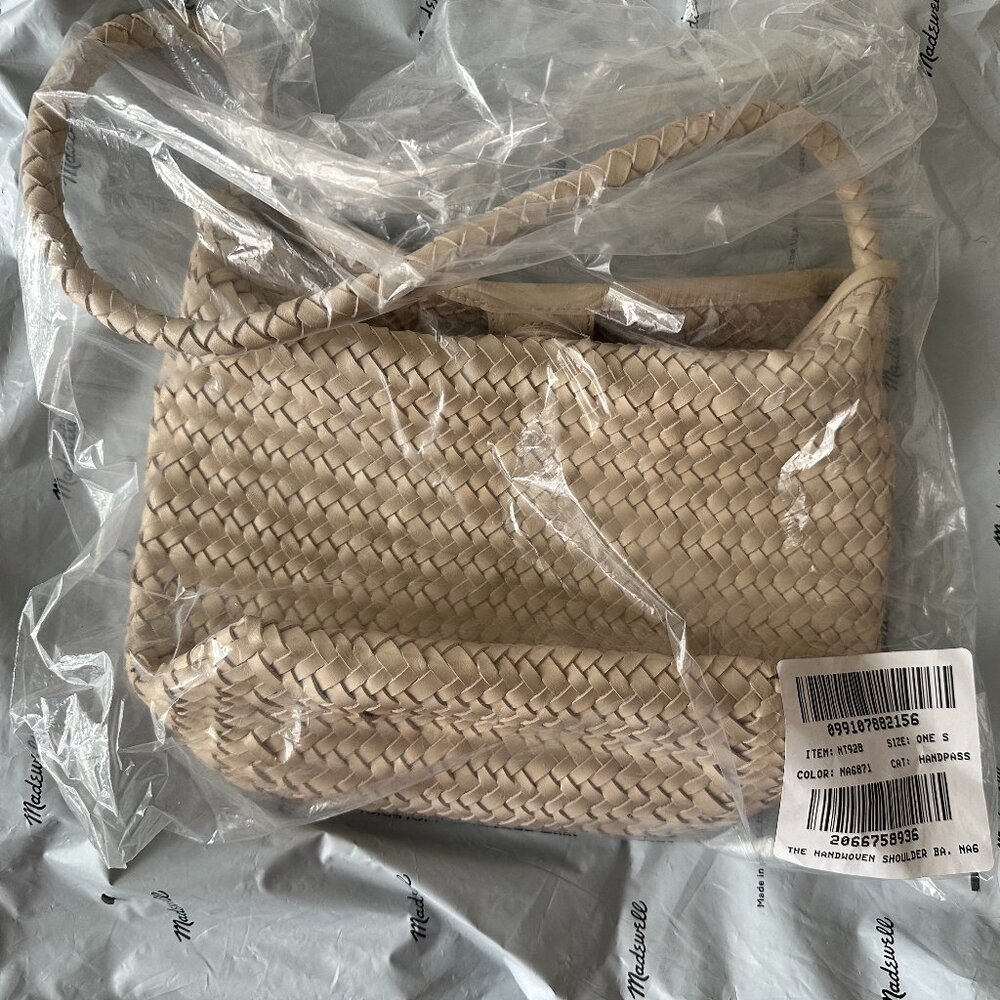 NWT Madewell Handwoven Leather Shoulder Bag - Alabaster - Picture 3 of 4